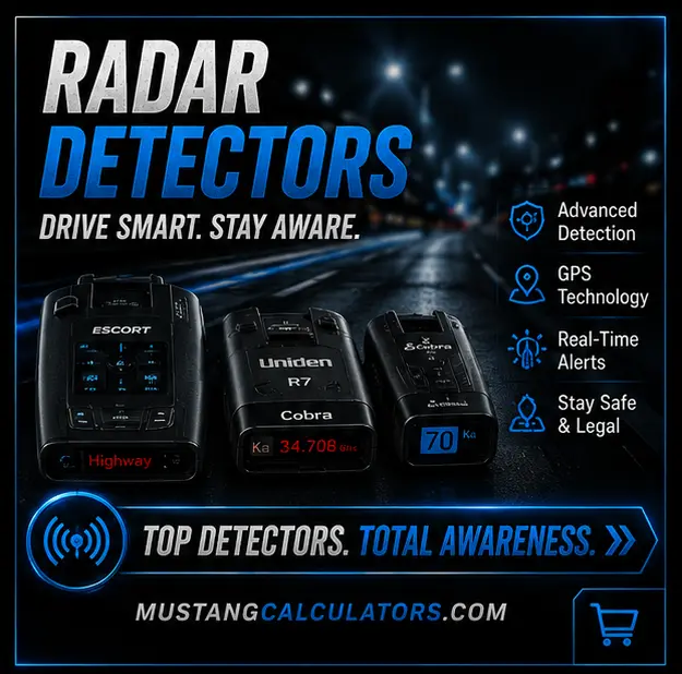 Recommended radar detectors and driving electronics for Ford Mustang owners seeking advanced road awareness and protection.